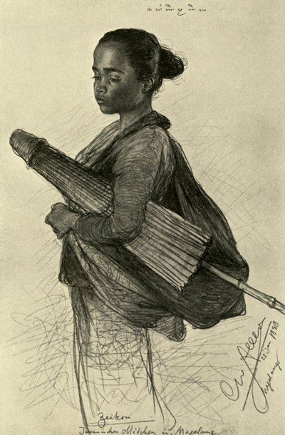 Joven mujer con parasol, Magalang, Java, 1898 de Christian Wilhelm Allers