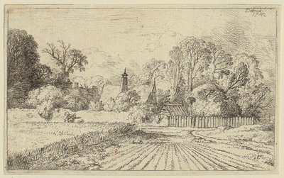 Un camino junto a un campo de trigo de Christian Wilhelm Ernst Dietrich