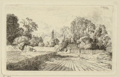 Un camino junto a un campo de trigo de Christian Wilhelm Ernst Dietrich