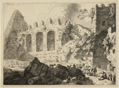 Gran paisaje con una pirámide de Christian Wilhelm Ernst Dietrich