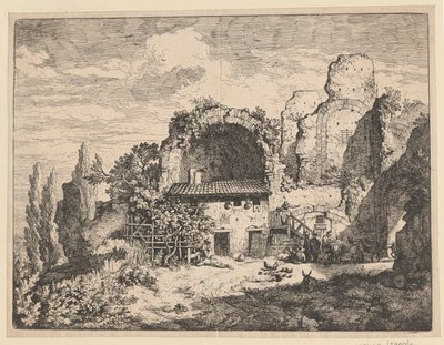 Paisaje con ruinas y edificios agrícolas de Christian Wilhelm Ernst Dietrich