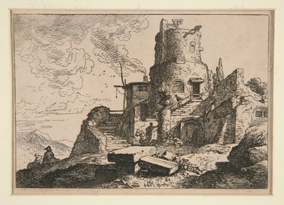 paisaje con torre de Christian Wilhelm Ernst Dietrich