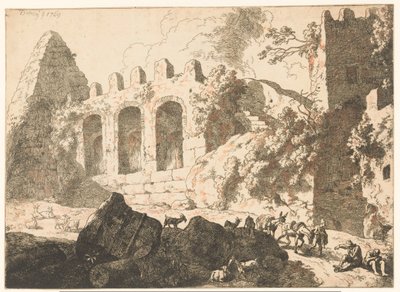 Paisaje con ruinas y una pirámide de Christian Wilhelm Ernst Dietrich