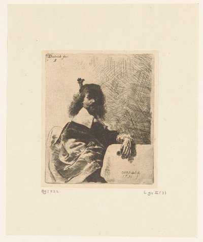 Hombre con gafas en la mano de Christian Wilhelm Ernst Dietrich