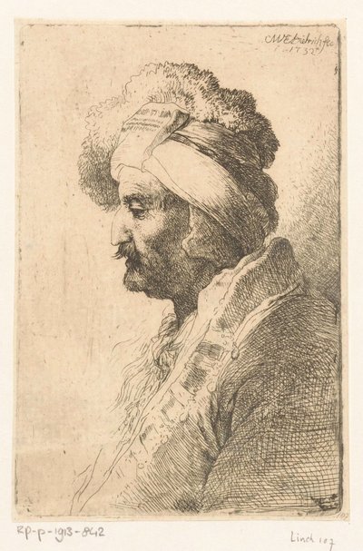 Mirando al hombre con sombrero de piel de Christian Wilhelm Ernst Dietrich