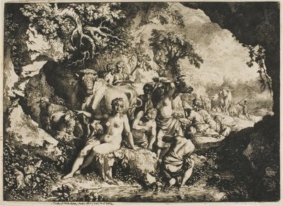 Ninfas bañándose cerca de una cueva de Christian Wilhelm Ernst Dietrich