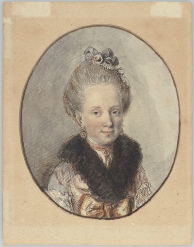 Retrato de una joven con cuello de piel de Christian Wilhelm Ernst Dietrich