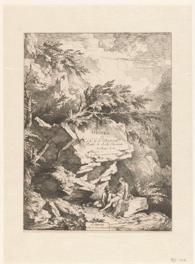 Paisaje rocoso con dos figuras apoyadas en una piedra
Oeuvre of C. G. E. Dietrich (título de la serie)
Oeuvre de C. G. E. Dietrich, Peintre de S. A. Electorale de Saxe (...) (título de la serie en el objeto) de Christian Wilhelm Ernst Dietrich