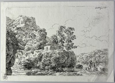 La cabaña sobre una roca cerca de un arroyo de Christian Wilhelm Ernst Dietrich