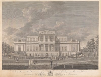 Welgelegen: Vista de la fachada de la casa de campo llamada Welgelegen en Harlem Wood, perteneciente al Sr. Henry Hope de Amsterdam de Christian von Mechel