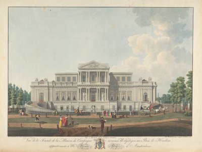 Welgelegen: Vista de la fachada de la casa de campo llamada Welgelegen en Harlem Wood, perteneciente al Sr. Henry Hope de Amsterdam de Christian von Mechel