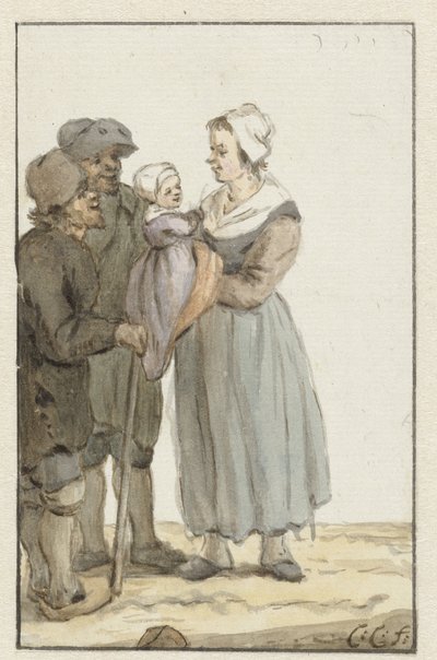 mujer con niño con dos hombres de Christina Chalon