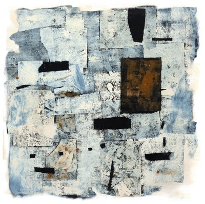Puerta ocre, 2016 (pintura monoimpresa /collage) de Christina Fedyk