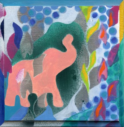 Elefante, c. 2008 (acrílico sobre panel de madera) de Christina Saj
