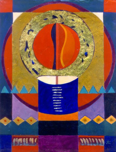 Eternal Flame (Llama eterna), c. 2004 (temple al huevo sobre panel gessoed con pan de oro) de Christina Saj