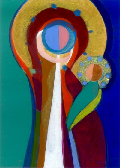 Virgen con el Niño, c. 2007 (acrílico sobre panel) de Christina Saj