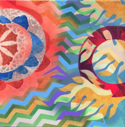 Meditación18 Olas, c. 2017 (acrílico sobre lienzo) de Christina Saj