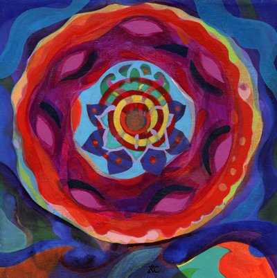 Meditación 4 Radiance Mandala, c. 2017 (acrílico sobre lienzo) de Christina Saj