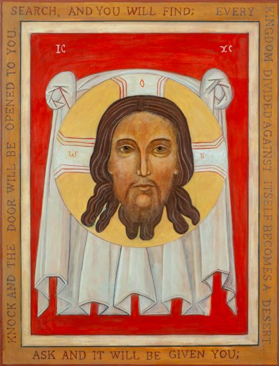 Icono de la Santa Faz, 2003 (temple al huevo, pan de oro, madera) de Christine Hales