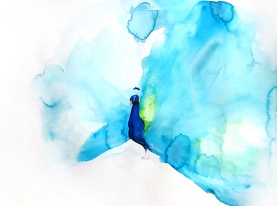 Elegante pavo real azul de Christine Lindstrom