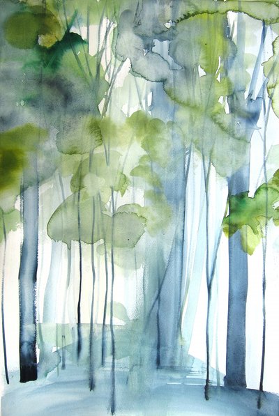 Bosque verde brumoso de Christine Lindstrom