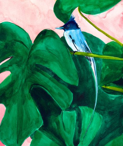 Hoja de monstera «Tropical Bird» de Christine Lindstrom