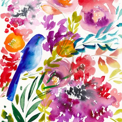 Pájaro floral de colores vivos de Christine Lindstrom