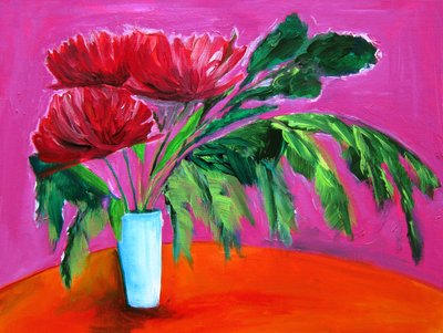 Flores de un rojo intenso de Christine Lindstrom