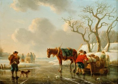 Tarde de invierno en el río helado de Christoffel Albertus Vos