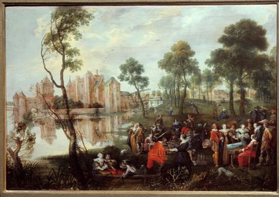 Merienda en un parque de escena galante de Christoffel Jacobsz van der Lamen