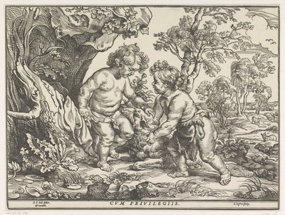 Niño Jesús y Juan el Bautista jugando con el cordero de Christoffel Jegher