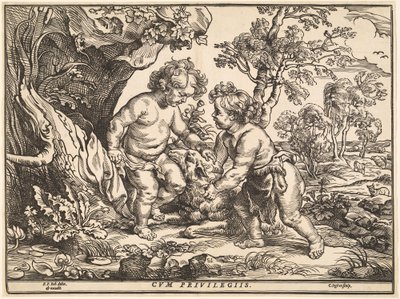 El Niño Cristo y San Juan Jugando con el Cordero de Christoffel Jegher after Sir Peter Paul Rubens