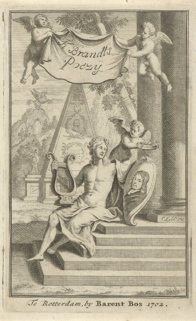 Apolo con retrato de Caspar Brandt Página de título para: K. Brandt, Poesía, 1705 de Christoffel Lubienitzki