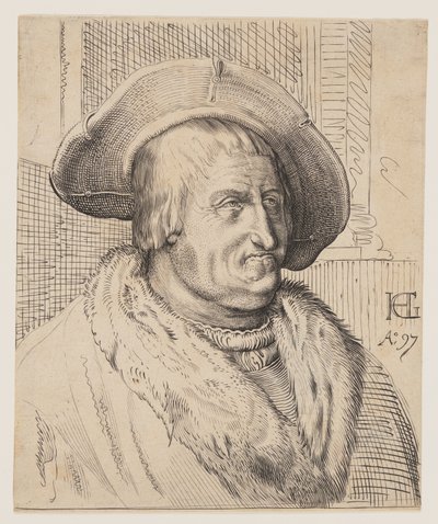 Retrato fantástico de un anciano con sombrero de Christoffel van Sichem I