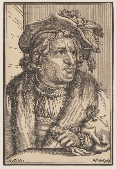 Hombre con sombrero de plumas de Christoffel van Sichem I