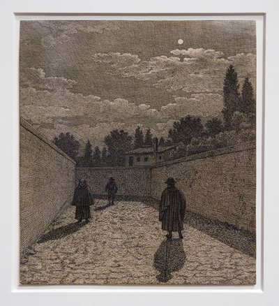 Luz de luna en el camino, ilustración para Perspectiva lineal, cuadro IV 1838-40 (aguafuerte) de Christoffer-Wilhelm Eckersberg
