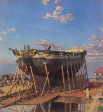 Una corbeta en la grada. de Christoffer Wilhelm Eckersberg