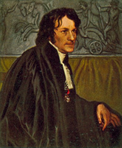 Bertel Thorvaldsen, escultor danés (litografía en color) de Christoffer Wilhelm Eckersberg