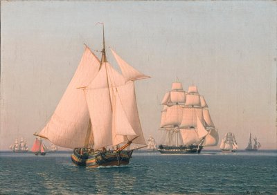Barcos a vela en una brisa suave en una clara tarde de verano de Christoffer Wilhelm Eckersberg