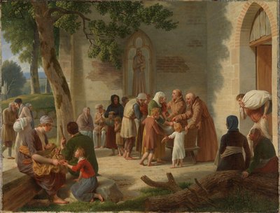 Vicelin distribuyendo pan entre los pobres de Christoffer Wilhelm Eckersberg