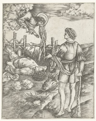 Dios le habla a Caín de pie junto al cadáver de Abel de Christoforo di Michele Robetta