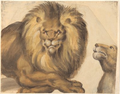 El torso de un león macho y la cabeza de una leona de Christoph Amberger