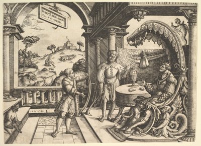 David tocando el arpa ante Saúl, 1531 de Christoph Bockstorffer