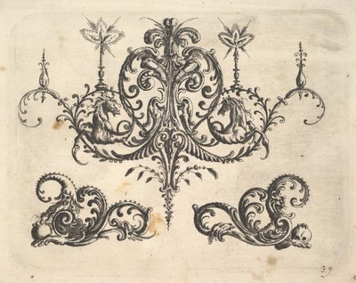 Un Candelabro Fantástico con Velas Encendidas y Arabescos, algunos terminando en Caballos Fantásticos..., 1610 de Christoph Jamnitzer