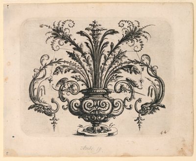 Placa 44 del Neüw Grotteßken Buch (Nuevo libro de grotescos) de Christoph Jamnitzer