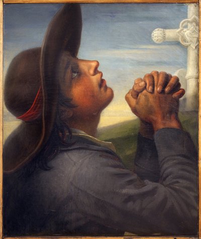 Cabeza de campesino vendida. Pintura de Thomas Degeorge (1786-1854), circa 1830, estudio para la pintura La Muerte de Bonchamp. Arte francés de Christophe Thomas Degeorge