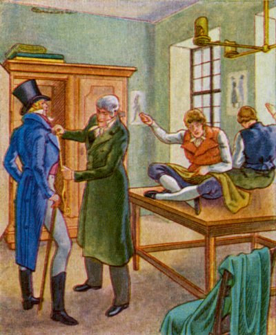 Herrenschneider / Sastre de caballero (litografía en color) de Christophe (1856 1945)