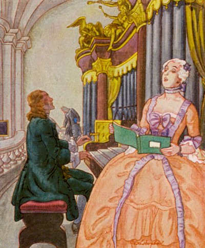 Orgelempore / Galería de órganos (litografía en color) de Christophe (1856 1945)