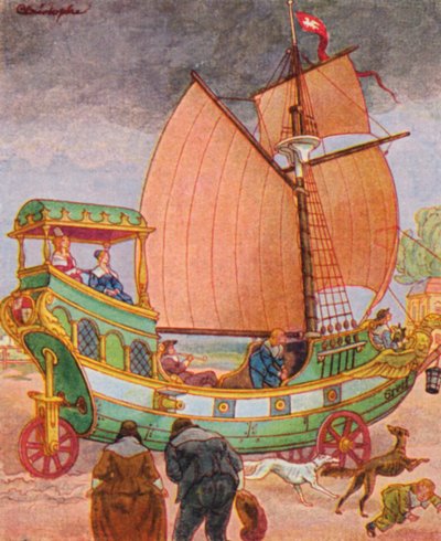 Segelwagen / Coche de vela (litografía en color) de Christophe (1856 1945)