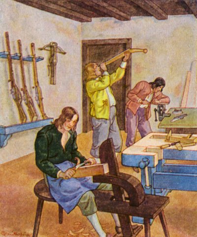 Bushmaker / Buchsenmacher (litografía en color) de Christophe (1856 1945)